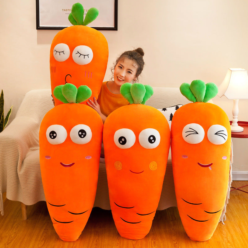 HKM-608723 Radish-Shaped Plush Expression Pillow Toy for Home Decor