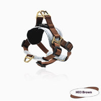 HKM-608723 Vest Style Dog Harness with Traction Rope for Small and Medium Dogs - Anti-Bite Nylon Material in Brown