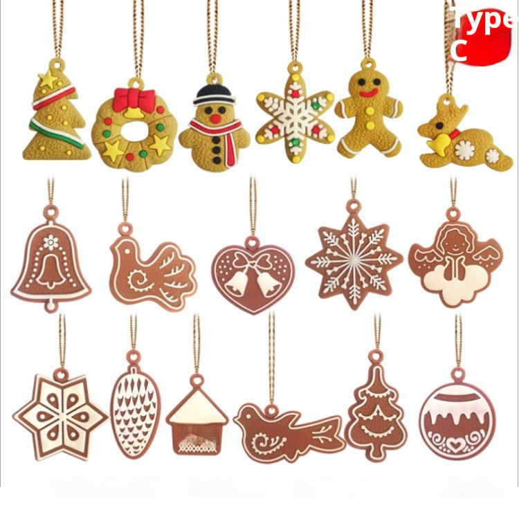 HKM-608851 Gingerbread Man Soft PVC Christmas Tree Pendant Decoration Set - Available in Multiple Sizes
