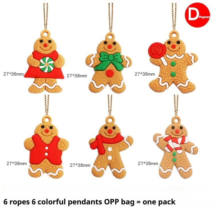 HKM-608851 Gingerbread Man Soft PVC Christmas Tree Pendant Decoration Set - Available in Multiple Sizes