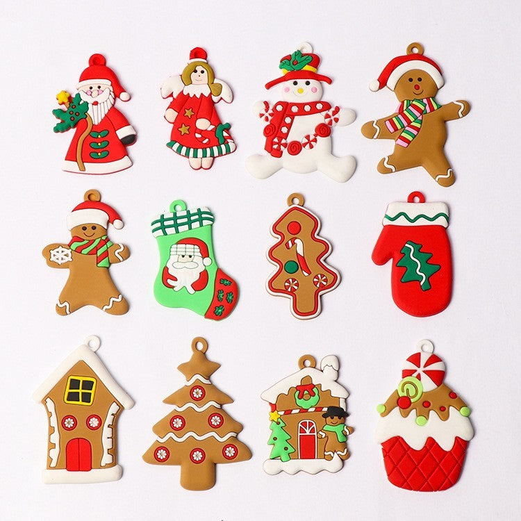 HKM-608851 Gingerbread Man Soft PVC Christmas Tree Pendant Decoration Set - Available in Multiple Sizes