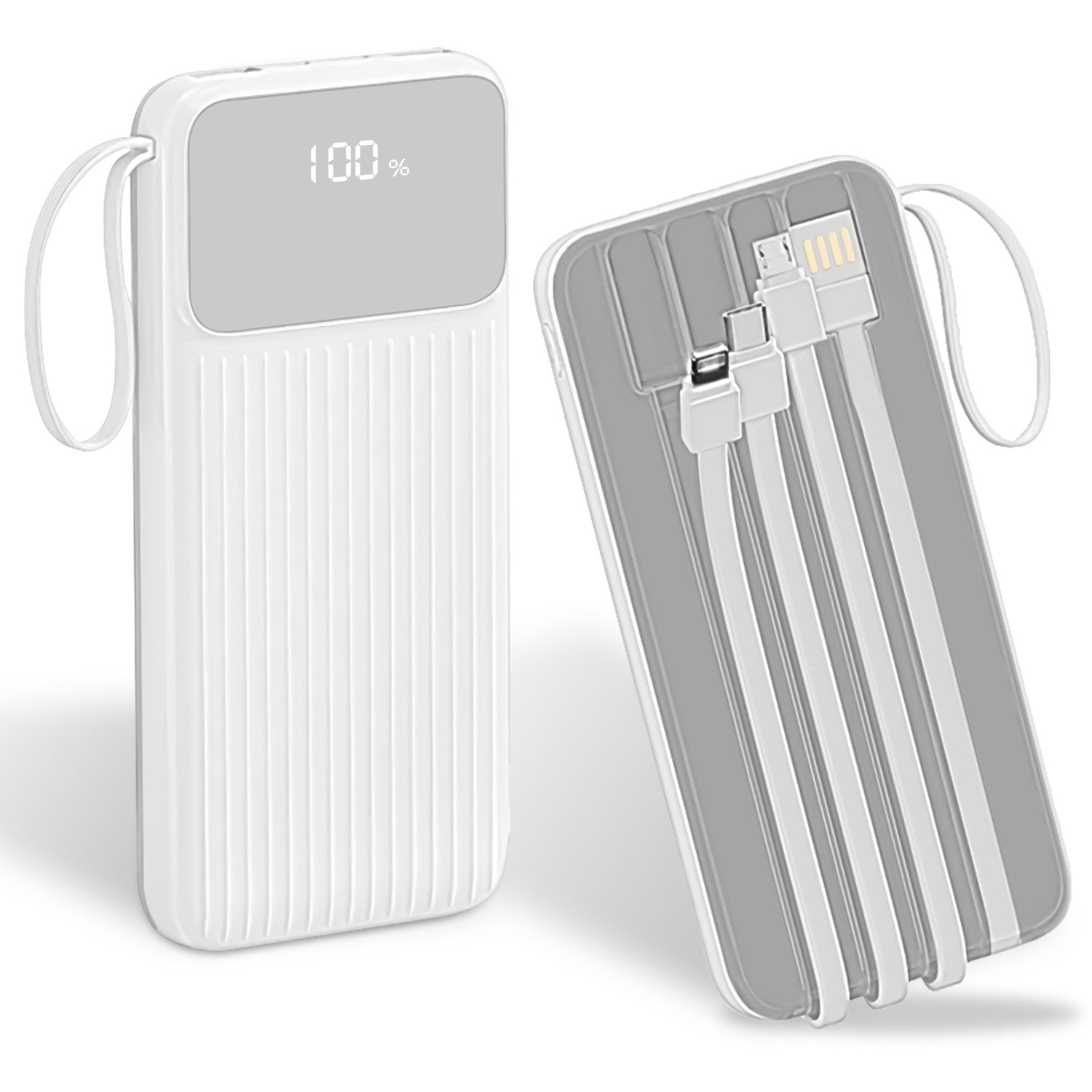 HKM-608915 20000mAh Fast Charging Power Bank with Digital Display and 4 Inbuilt Cables for iPhone 15/14/Android Devices