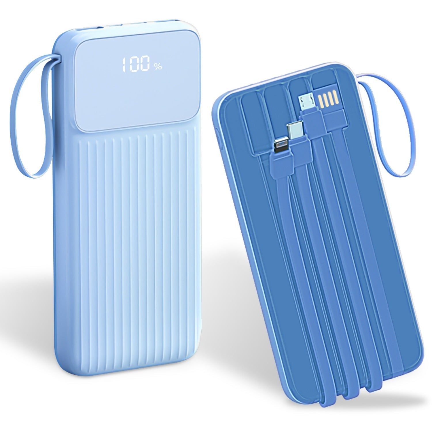 HKM-608915 20000mAh Fast Charging Power Bank with Digital Display and 4 Inbuilt Cables for iPhone 15/14/Android Devices