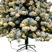 HKM-609171 6ft Green Flocking Christmas Tree with 550 Warm Lights and 8 Light Patterns, PVC Material, 928 Branches