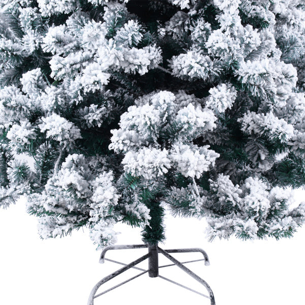 HKM-609171 6ft Green Flocking Christmas Tree with 550 Warm Lights and 8 Light Patterns, PVC Material, 928 Branches