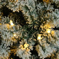 HKM-609171 6ft Green Flocking Christmas Tree with 550 Warm Lights and 8 Light Patterns, PVC Material, 928 Branches