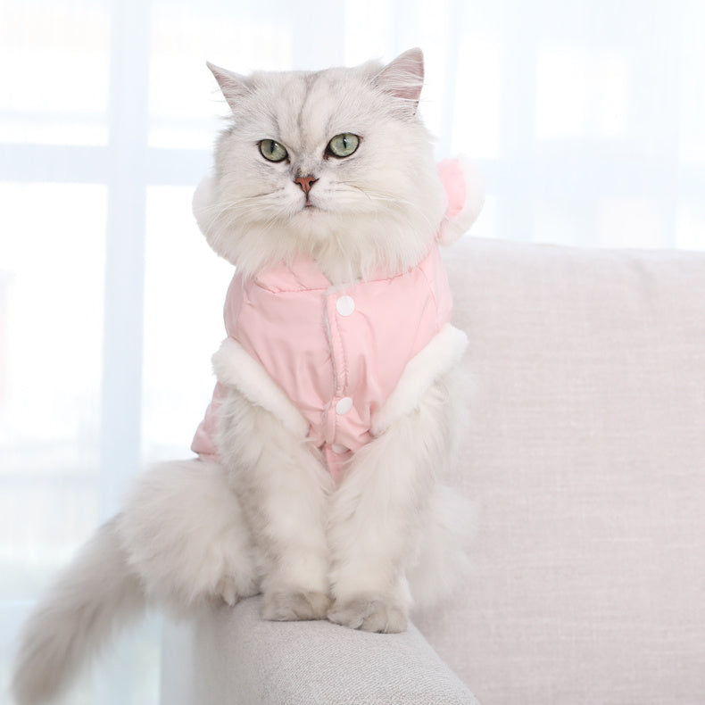 HKM-609491 Cute Blue Cat Pet Clothes - Soft Velvet & Memory Cloth, Princess Style Outfit