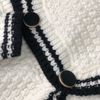 HKM-609619 Cozy Black and White Dog Sweater Cardigan for Small Breeds
