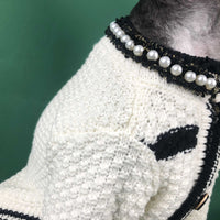 HKM-609619 Cozy Black and White Dog Sweater Cardigan for Small Breeds