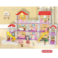 HKM-609683 Miniature Dollhouse Furniture Set with 6-Inch Solid Body Doll and Light Feature