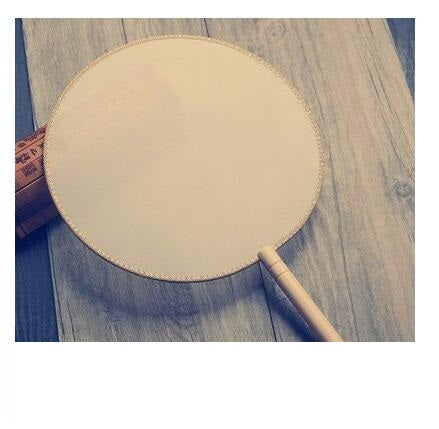 HKM-609811 DIY Round Silk Fan with Wooden Handle - Blank for Hand Painting, 21cm Diameter