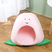 HKM-609811 Peach Apple Zongzi Shaped Cat Sofa Bed with Removable Cushion - Comfortable Indoor Cat and Dog House