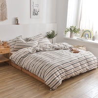HKM-609875 Cotton Washed Four Piece Bedding Set with Striped Patterns in Multiple Colors