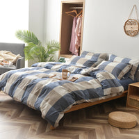 HKM-609875 Cotton Washed Four Piece Bedding Set with Striped Patterns in Multiple Colors
