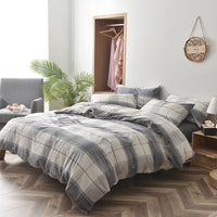 HKM-609875 Cotton Washed Four Piece Bedding Set with Striped Patterns in Multiple Colors