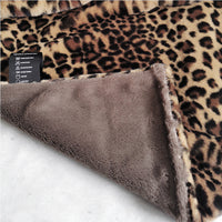 HKM-609875 Leopard Print Soft Polyester Faux Fur Blanket for All Seasons