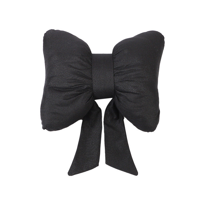 HKM-610003 Bow Ribbon Cotton and Linen Car Headrest Neck Pillow - Multiple Colors Available