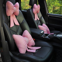 HKM-610003 Bow Ribbon Cotton and Linen Car Headrest Neck Pillow - Multiple Colors Available