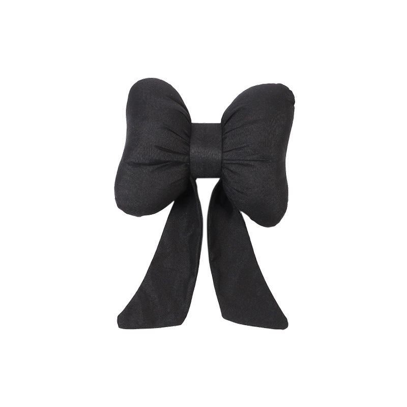 HKM-610003 Bow Ribbon Cotton and Linen Car Headrest Neck Pillow - Multiple Colors Available