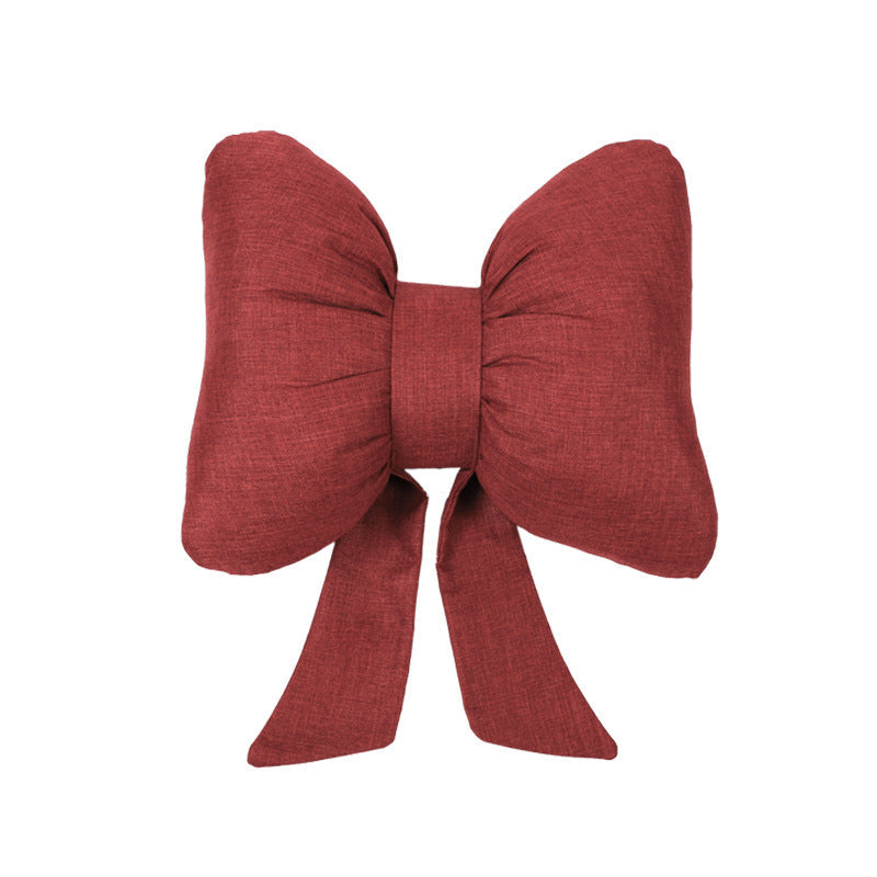 HKM-610003 Bow Ribbon Cotton and Linen Car Headrest Neck Pillow - Multiple Colors Available