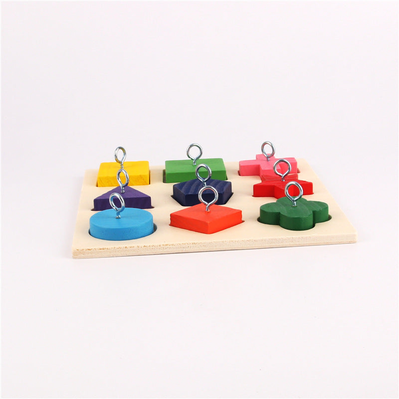 HKM-610131 Colorful Wooden Blocks Pet Training Toy for Parrots - 15cm x 15cm