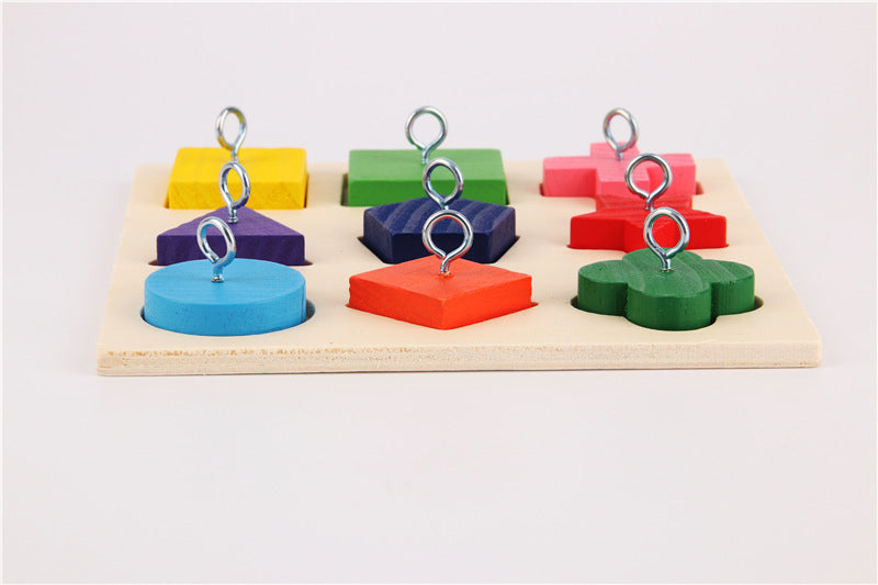 HKM-610131 Colorful Wooden Blocks Pet Training Toy for Parrots - 15cm x 15cm