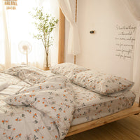 HKM-610195 Cotton Dormitory Bedding Set with Duvet Cover and Pillowcases in Various Floral Patterns