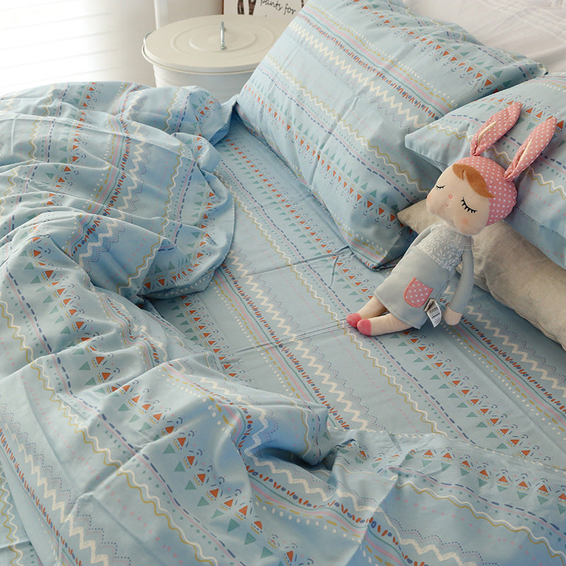 HKM-610195 Cotton Dormitory Bedding Set with Duvet Cover and Pillowcases in Various Floral Patterns