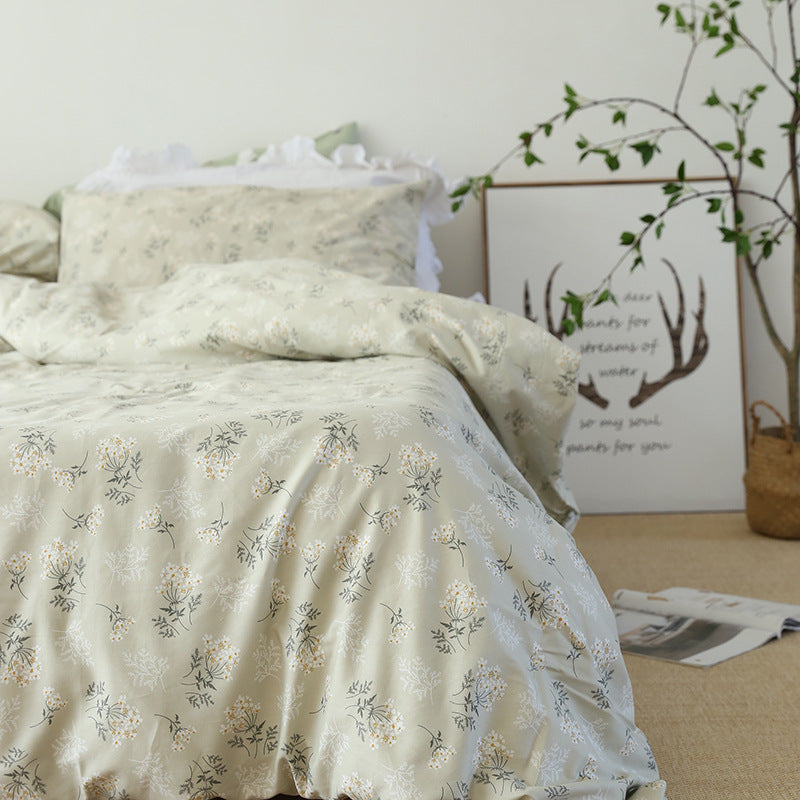 HKM-610195 Cotton Dormitory Bedding Set with Duvet Cover and Pillowcases in Various Floral Patterns