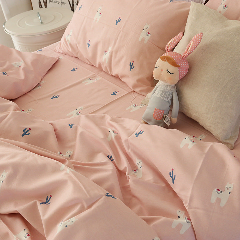 HKM-610195 Cotton Dormitory Bedding Set with Duvet Cover and Pillowcases in Various Floral Patterns