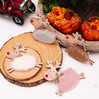 HKM-610323 Wooden Running Elk Ornaments in Red, Pink, White, Gray, and Brown for Christmas Decor