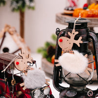 HKM-610323 Wooden Running Elk Ornaments in Red, Pink, White, Gray, and Brown for Christmas Decor