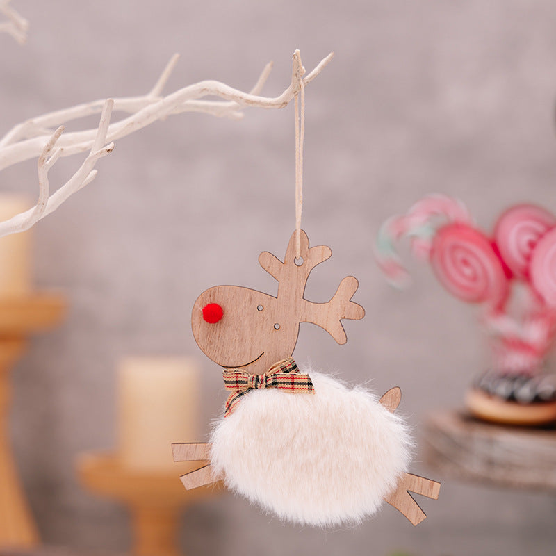 HKM-610323 Wooden Running Elk Ornaments in Red, Pink, White, Gray, and Brown for Christmas Decor