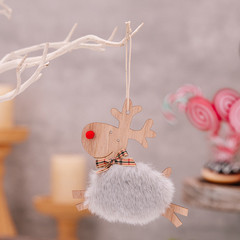 HKM-610323 Wooden Running Elk Ornaments in Red, Pink, White, Gray, and Brown for Christmas Decor
