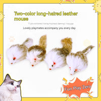HKM-610643 Cat Two-color Leather Rabbit Fur Large Mouse Toy