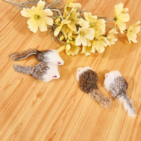 HKM-610643 Cat Two-color Leather Rabbit Fur Large Mouse Toy