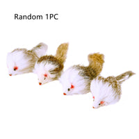 HKM-610643 Cat Two-color Leather Rabbit Fur Large Mouse Toy