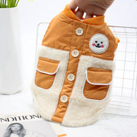 HKM-610707 Warm Double Pocket Dog Jacket - British Style, Two-Legged Clothing in Green and Orange