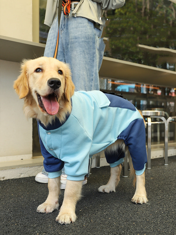 HKM-610771 Cozy Blue Four-Legged Dog Sweater - Casual Warmth for Large Breeds