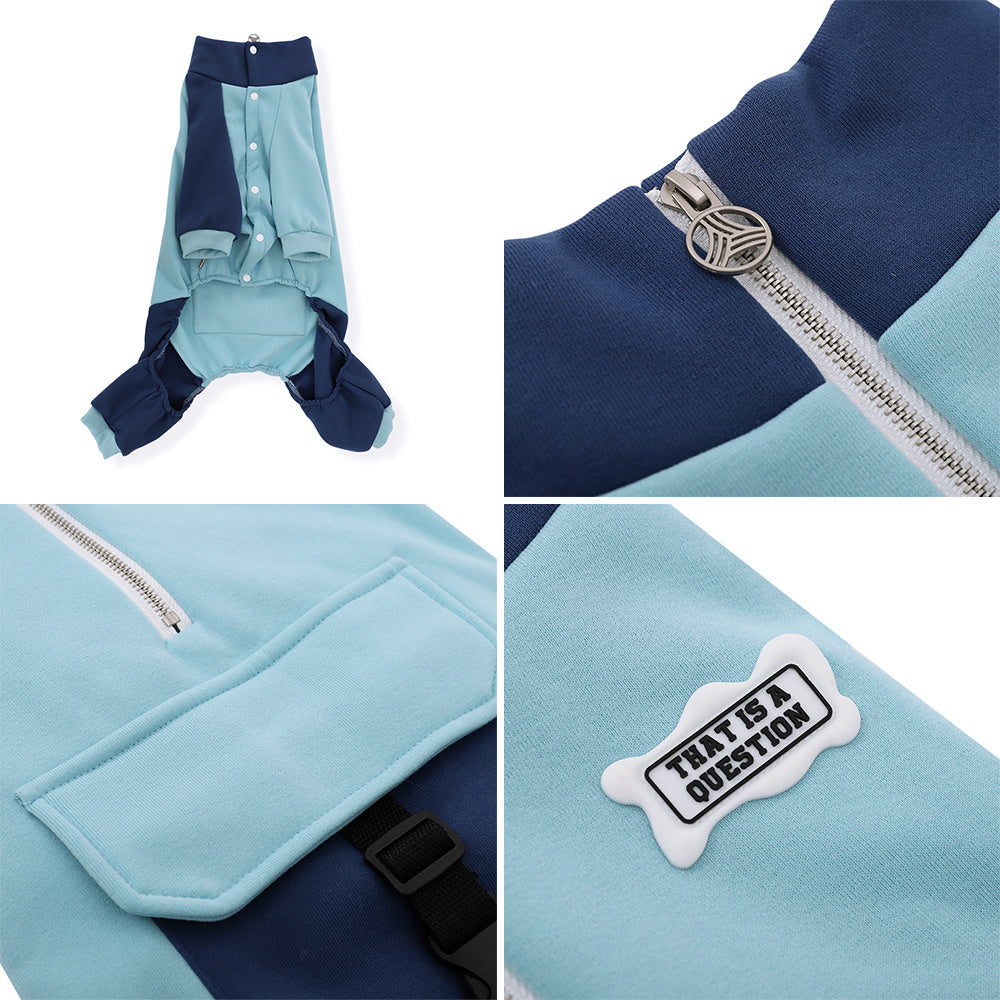 HKM-610771 Cozy Blue Four-Legged Dog Sweater - Casual Warmth for Large Breeds