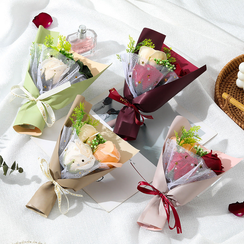 HKM-610963 Charming Simulation Rose Soap Flower Bouquet - Various Styles for Weddings, Birthdays, and Special Occasions