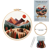 HKM-611027 European Embroidery Material Package - Mountain and Coast Series with Imitation Bamboo Frames