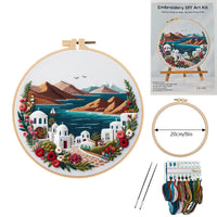 HKM-611027 European Embroidery Material Package - Mountain and Coast Series with Imitation Bamboo Frames