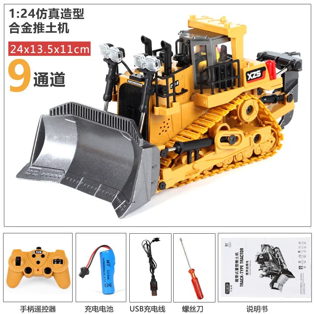 HKM-611027 Remote Control Alloy Excavator Bulldozer Dumper RC Construction Truck Toy Set