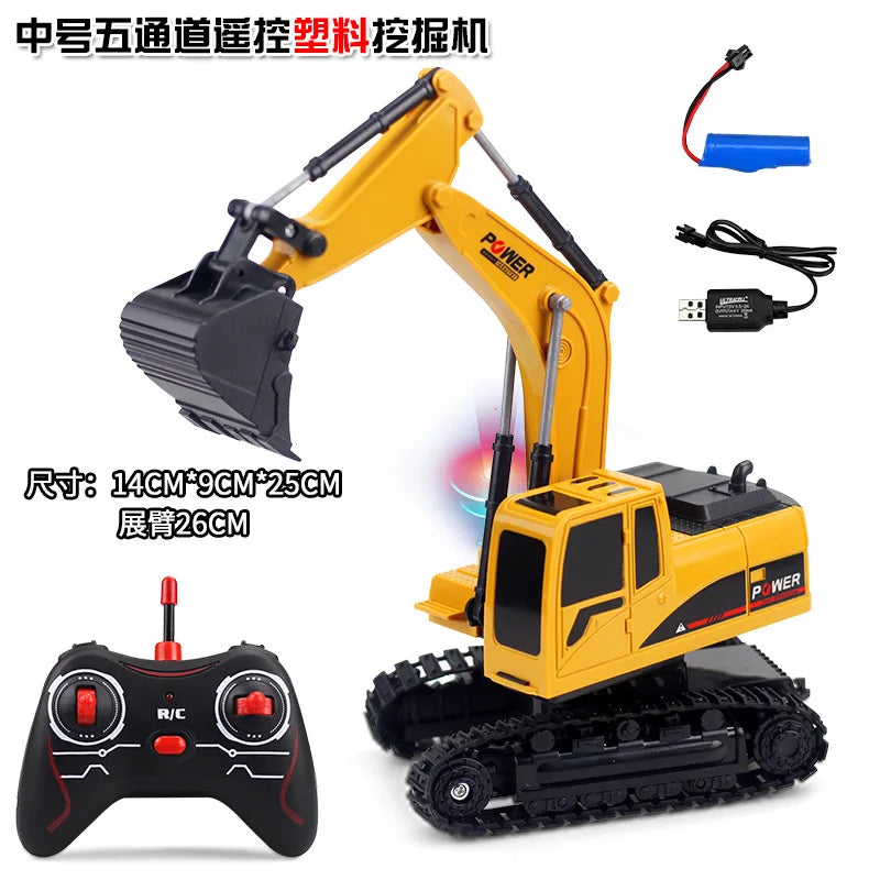HKM-611027 Remote Control Alloy Excavator Bulldozer Dumper RC Construction Truck Toy Set