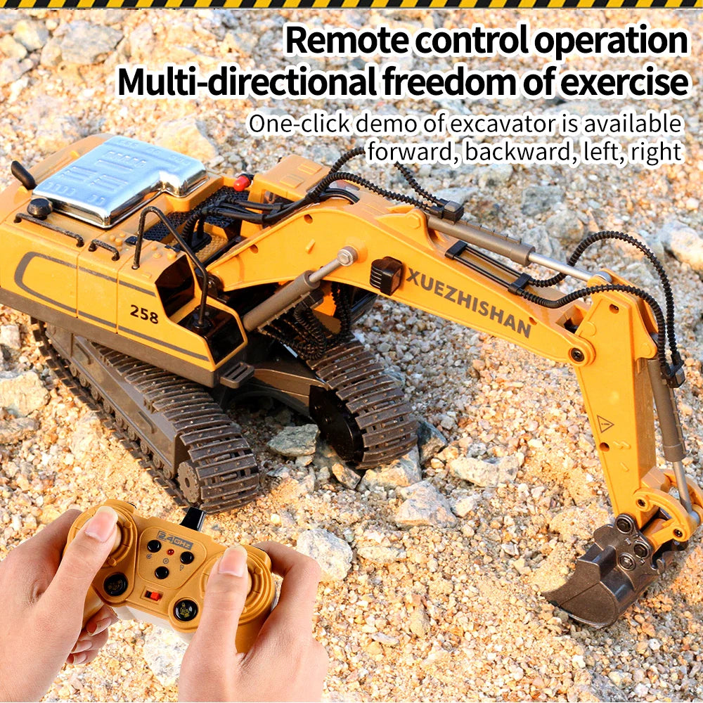 HKM-611027 Remote Control Alloy Excavator Bulldozer Dumper RC Construction Truck Toy Set