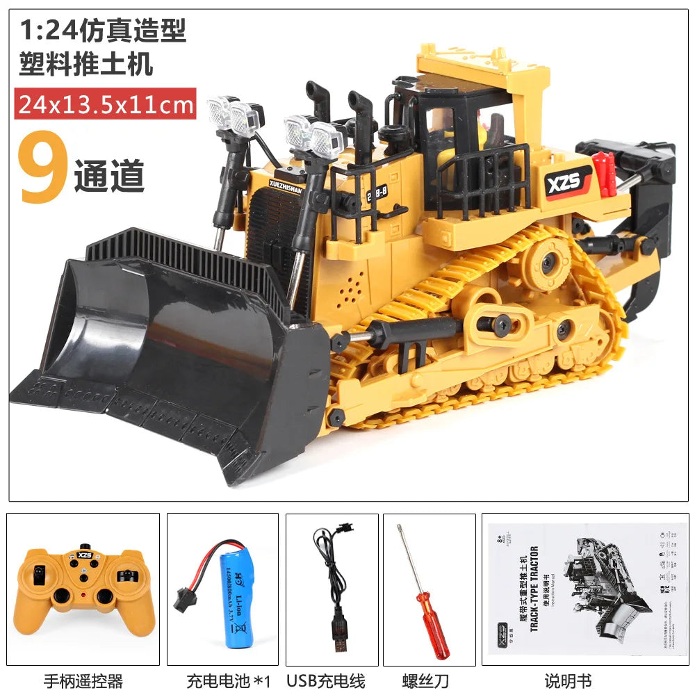 HKM-611027 Remote Control Alloy Excavator Bulldozer Dumper RC Construction Truck Toy Set