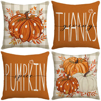HKM-611091 Hand-painted Pumpkin Maple Leaf Cushion Cover - Modern Simplicity 45x45cm
