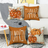 HKM-611091 Hand-painted Pumpkin Maple Leaf Cushion Cover - Modern Simplicity 45x45cm