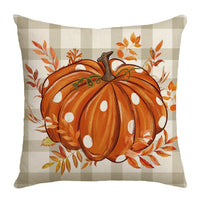 HKM-611091 Hand-painted Pumpkin Maple Leaf Cushion Cover - Modern Simplicity 45x45cm